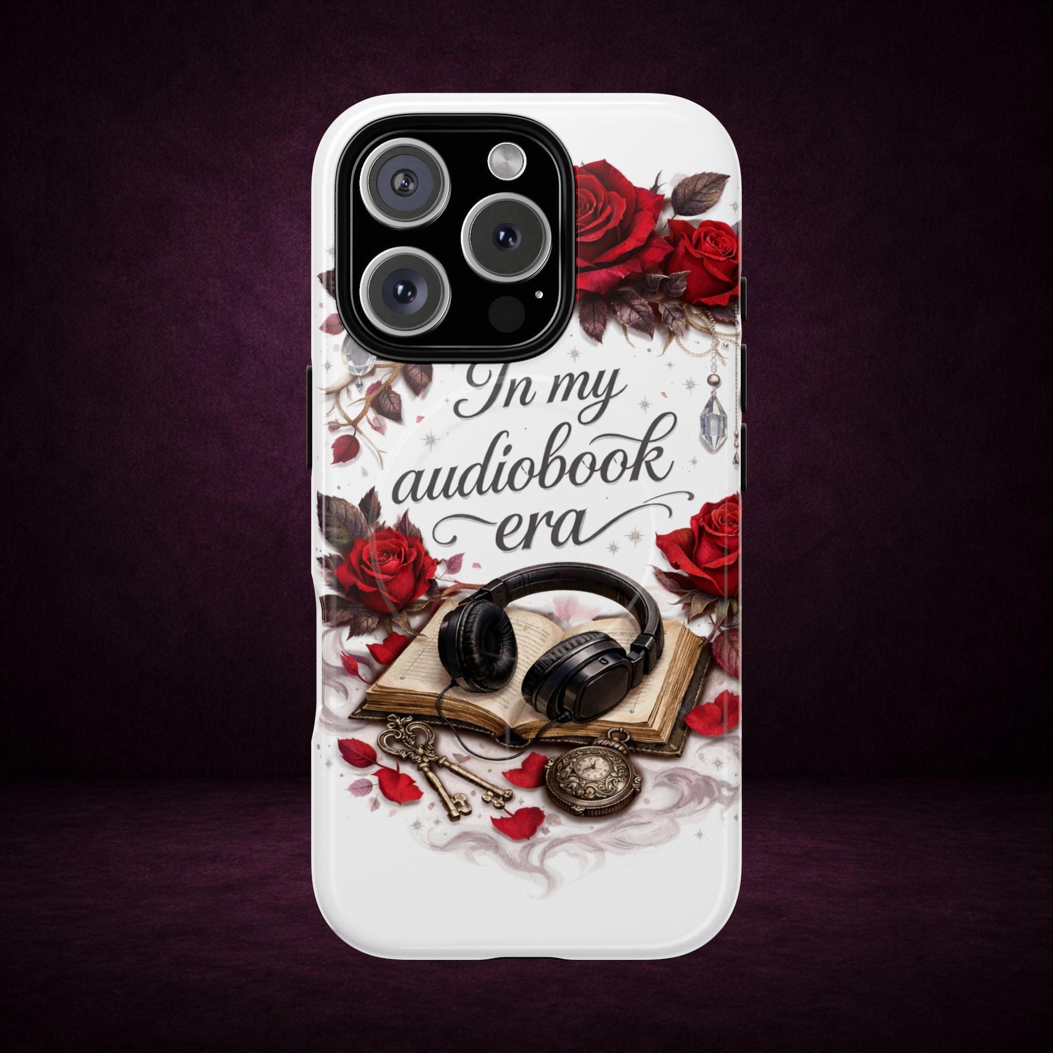 Phone Case — "In My Audiobook Era" Floral Rose Magnetic Tough Case