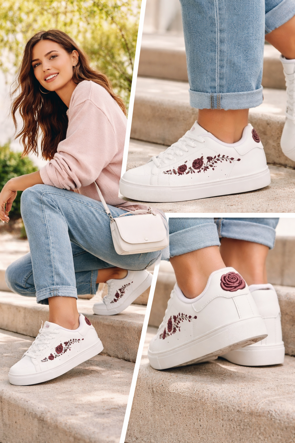 Women's White Low-Top Leather Sneakers — Casual Everyday Comfort