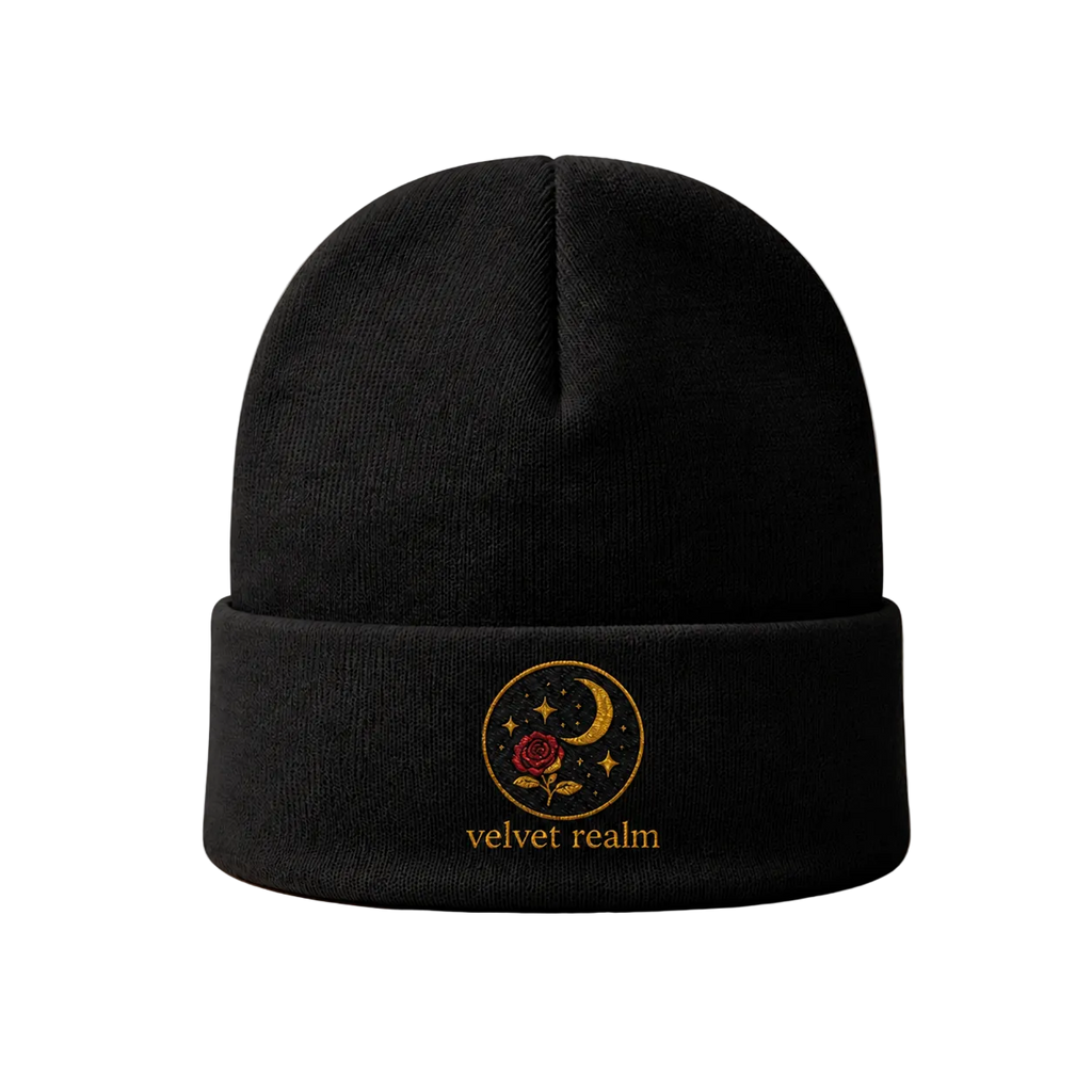 ✨ Velvet Realm Beanie — Celestial Bloom Edition 🌙🥀