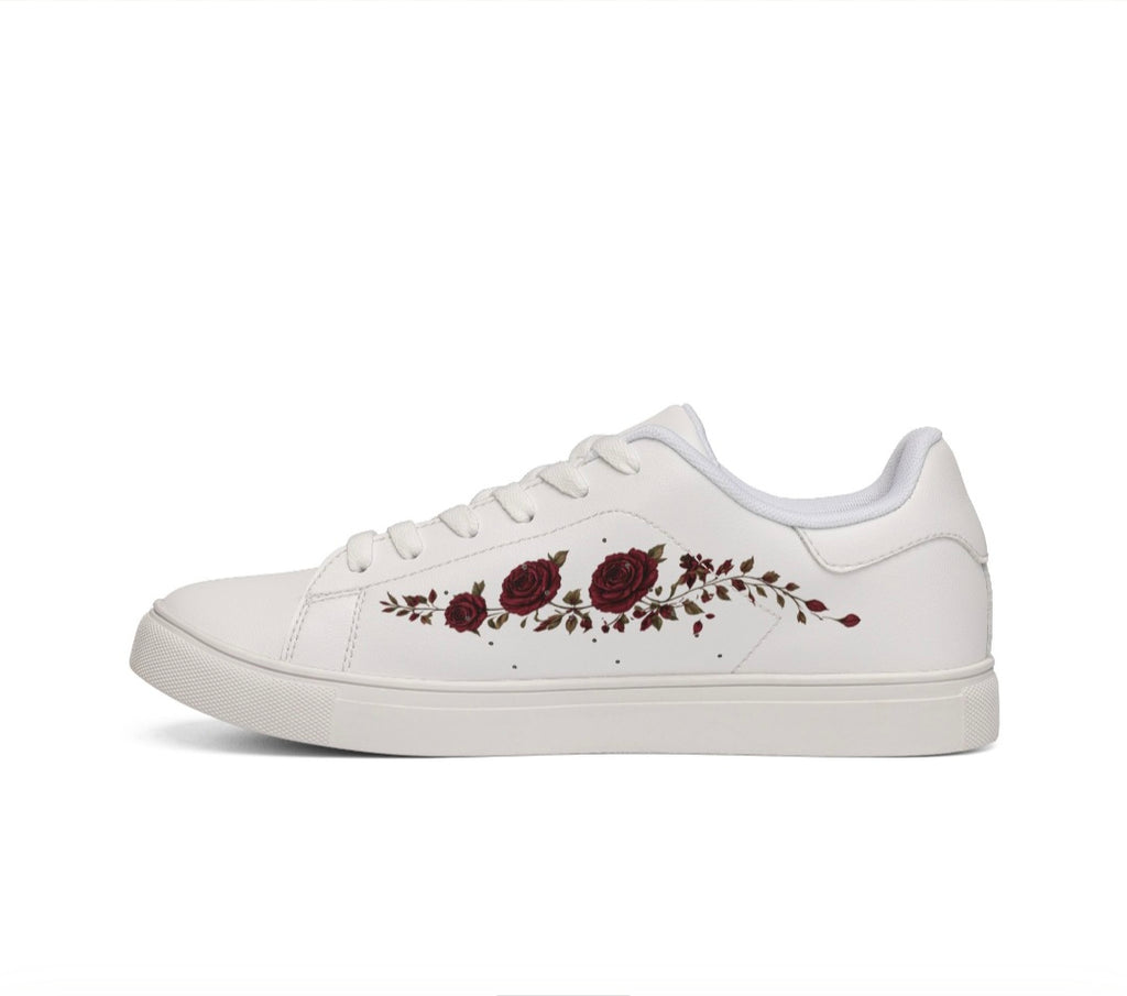 Women's White Low-Top Leather Sneakers — Casual Everyday Comfort
